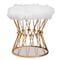 Baxton Studio Leonie White Faux Fur Upholstered Gold Finished Metal Ottoman 161-10274 - alternate 1